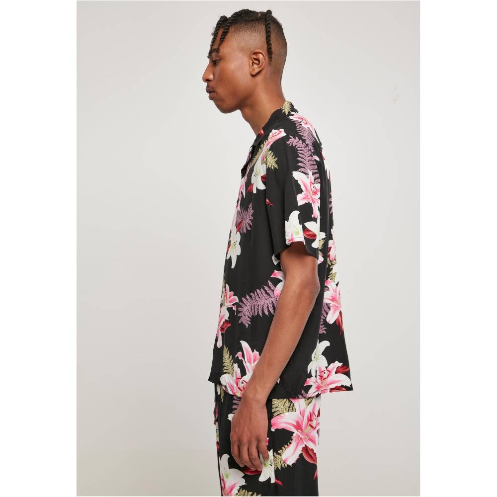 Urban Classics - Viscose AOP Resort darkjungle Chemisier - Vert